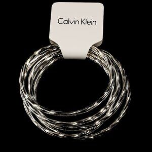 Calvin Klein Twisted Silver Tone Bracelet Set of 5 – Women's Designer Jewelry
